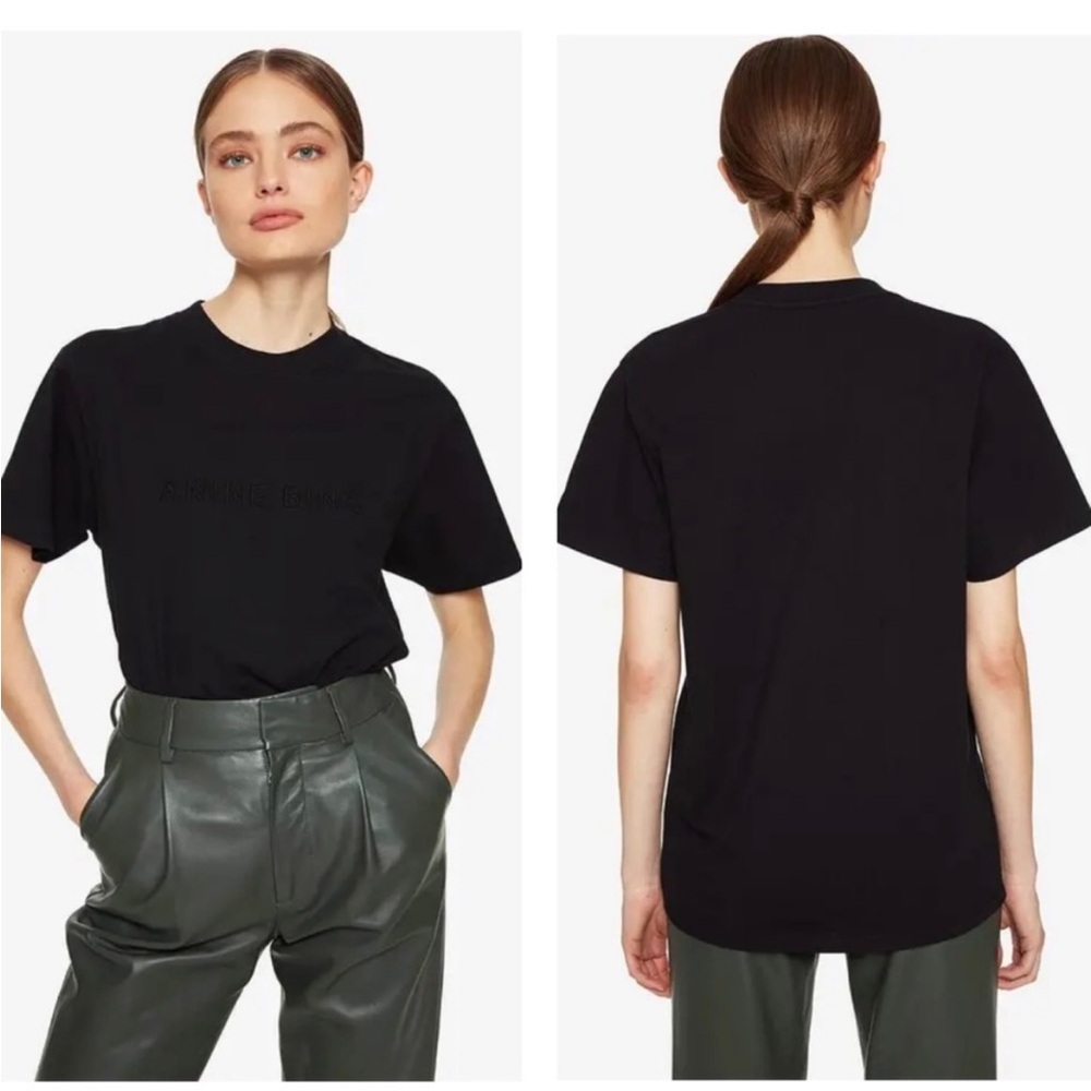 ANINE BING Lili Tee in Tonal Black T-Shirt Spell Out Size S - Picture 11 of 15
